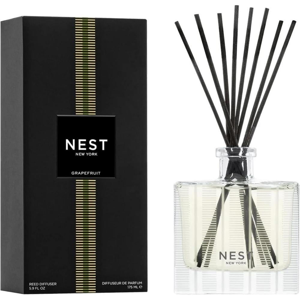 imageNEST New York Reed Diffuser Moroccan Amber  59 fl oz  Fragrance for Up to 90 Days  Reusable Refillable Glass Holder  Includes 8 AllNatural Reed Sticks  Flame FreeGrapefruit
