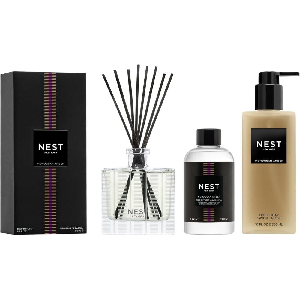 imageNEST New York Reed Diffuser Reed Diffuser Liquid Refill ampamp Liquid Soap  GrapefruitMorrocan Amber