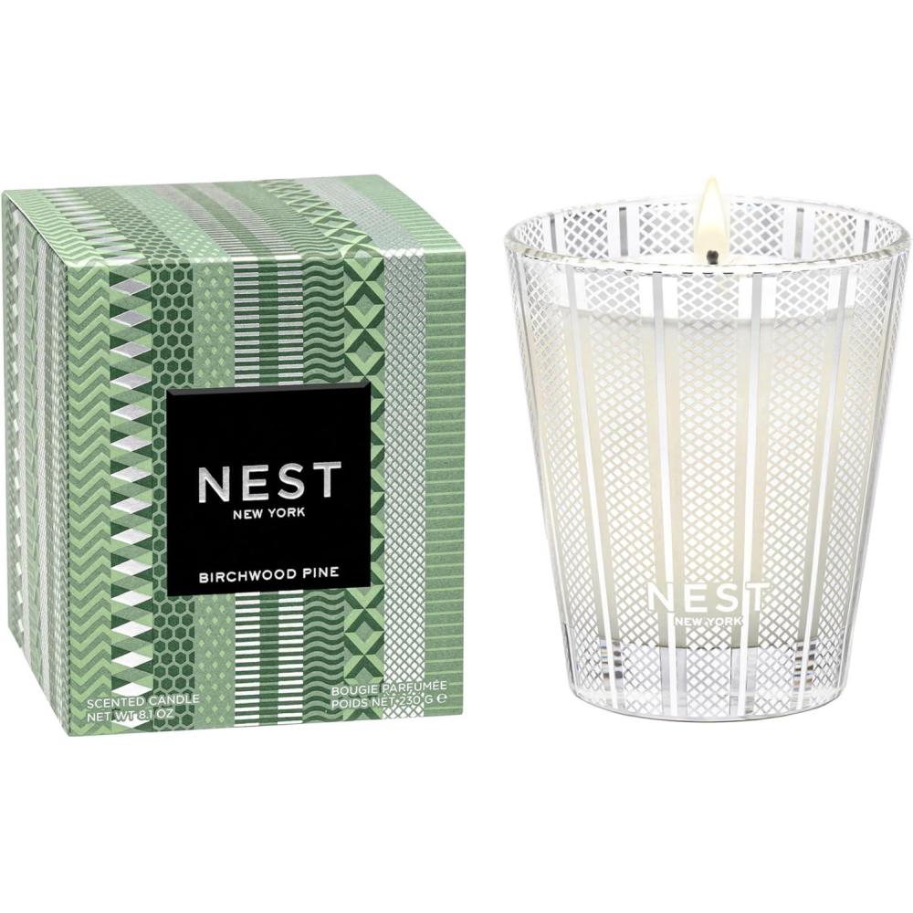 imageNEST New York Scented Classic Candle Holiday  81 oz  Up to 60Hour Burn Time  Reusable Glass VesselBirchwood Pine