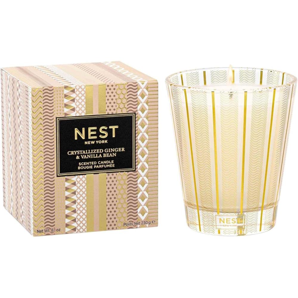 imageNEST New York Scented Classic Candle Holiday  81 oz  Up to 60Hour Burn Time  Reusable Glass VesselCrystallized Ginger  Van Bean