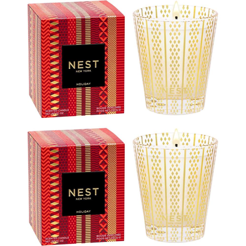 imageNEST New York Scented Classic Candle Holiday  81 oz Pack of 2  Up to 60Hour Burn Time Each  Reusable Glass VesselHoliday