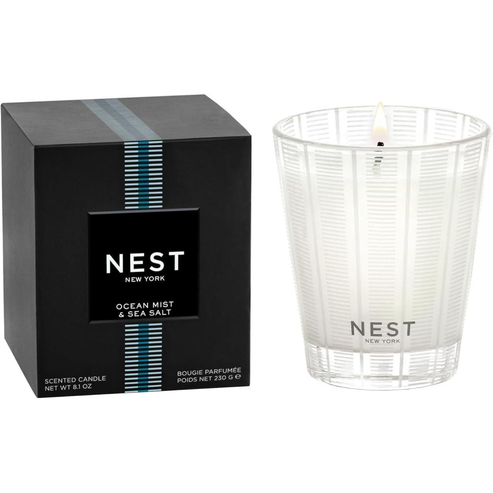 imageNEST New York Scented Classic Candle Ocean Mist ampamp Sea Salt  81 oz  Up to 60Hour Burn Time  Reusable Glass Vessel