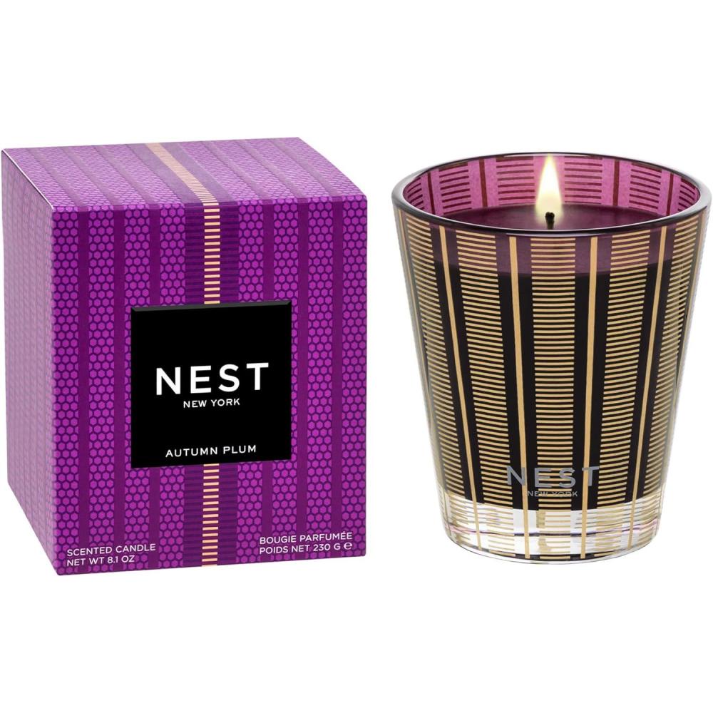 imageNEST New York Scented Classic Candle Pumpkin Chai  81 oz  Up to 60Hour Burn Time  Reusable Glass VesselAutumn Plum