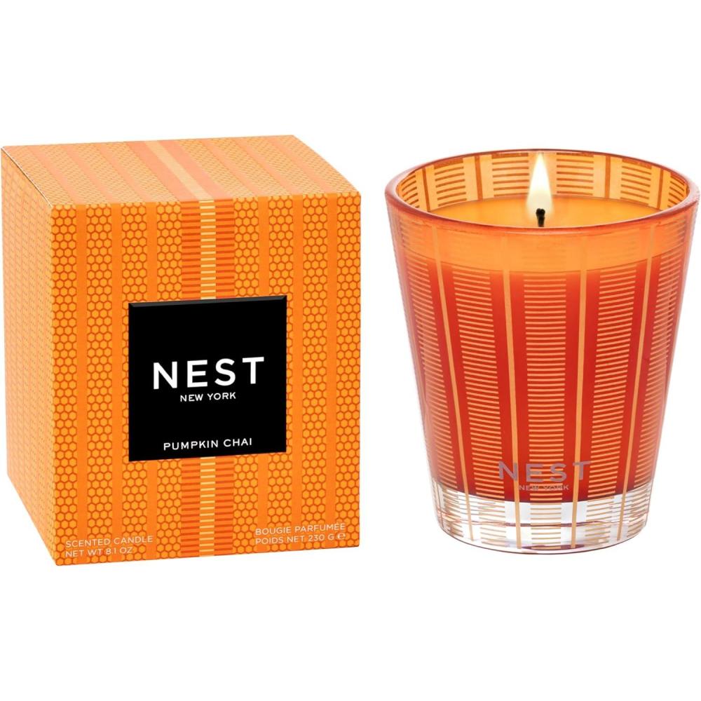 imageNEST New York Scented Classic Candle Pumpkin Chai  81 oz  Up to 60Hour Burn Time  Reusable Glass VesselPumpkin Chai