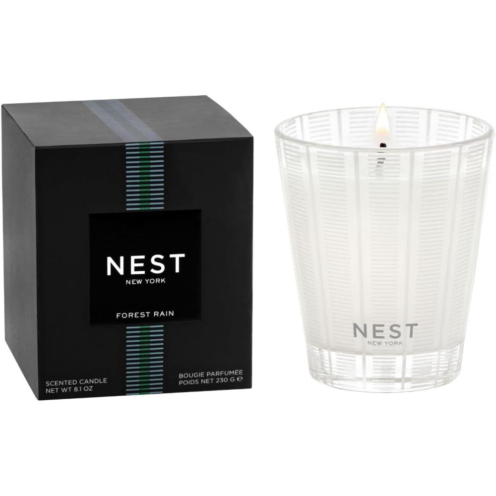 imageNEST New York Scented Classic Candle Sicilian Tangerine  81 oz  Up to 60Hour Burn Time  Reusable Glass VesselForest Rain