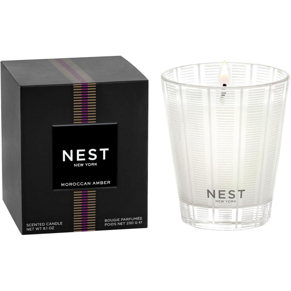imageNEST New York Scented Classic Candle Sicilian Tangerine  81 oz  Up to 60Hour Burn Time  Reusable Glass VesselMoroccan Amber