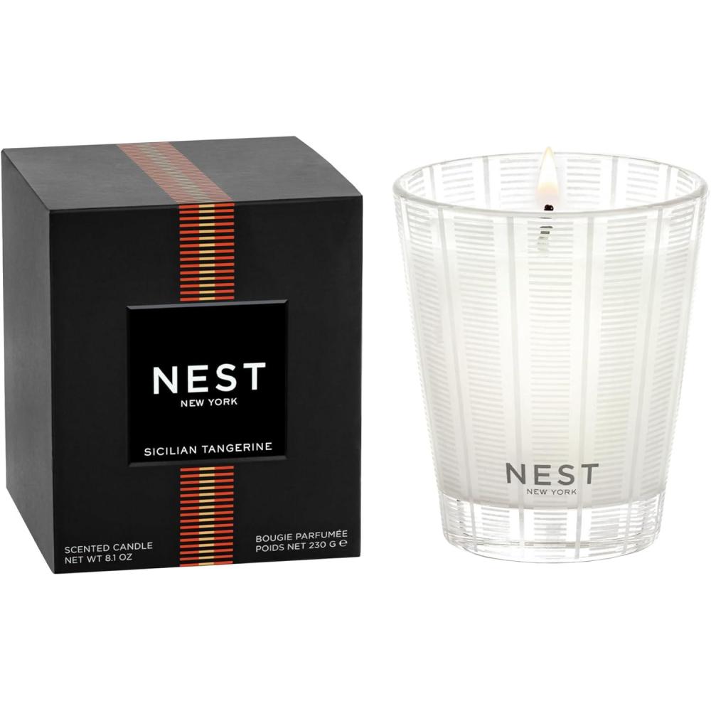 imageNEST New York Scented Classic Candle Sicilian Tangerine  81 oz  Up to 60Hour Burn Time  Reusable Glass VesselSicilian Tangerine
