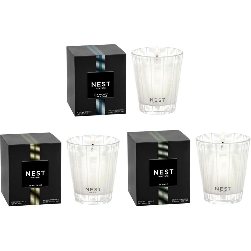 imageNEST New York Scented Classic Candle Trio  Bamboo Grapefruit and Ocean Mist ampamp Sea SaltBamboo  Grapefruit  and Ocean Mist  Sea Salt