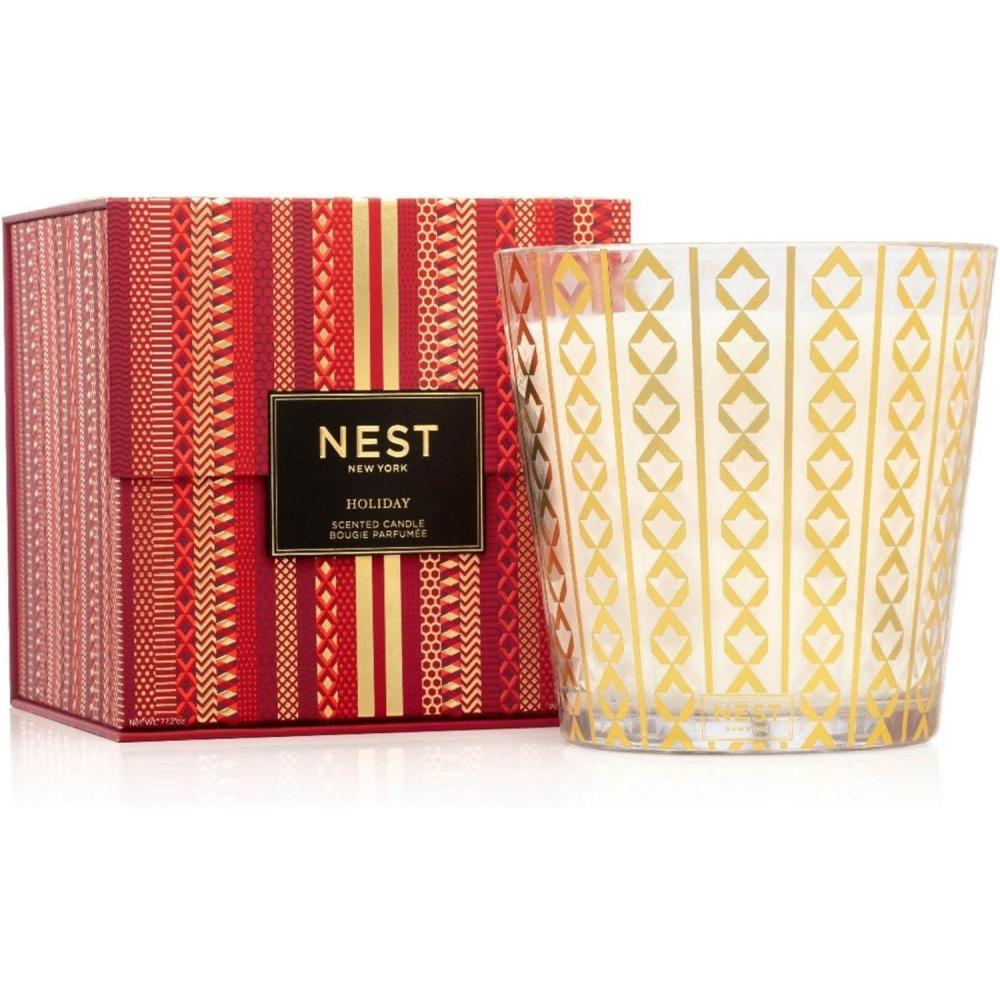 imageNEST New York Scented Grand Candle Birchwood Pine  77 oz  Up to 175Hour Burn Time  Reusable Glass VesselHoliday