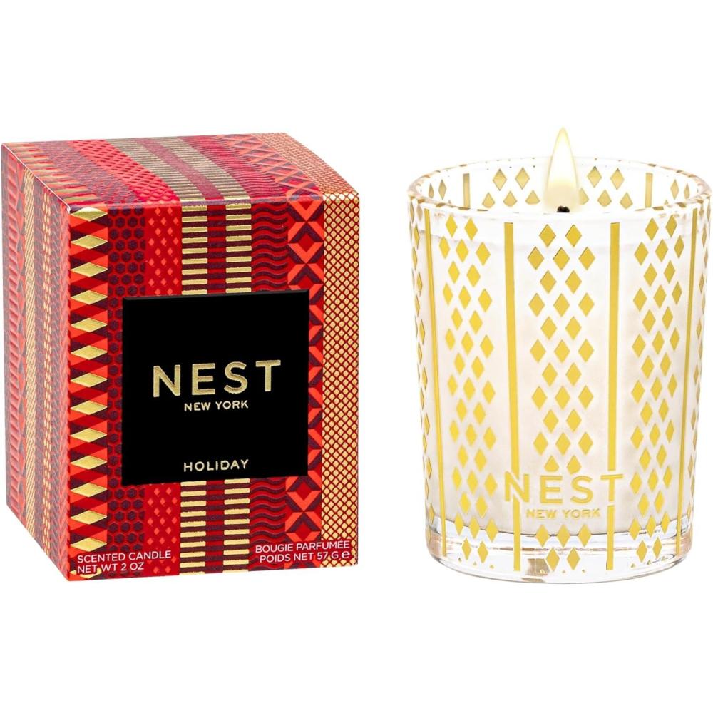 imageNEST New York Scented Votive Candle Holiday  2 oz  Up to 28Hour Burn Time  Reusable Glass VesselHoliday