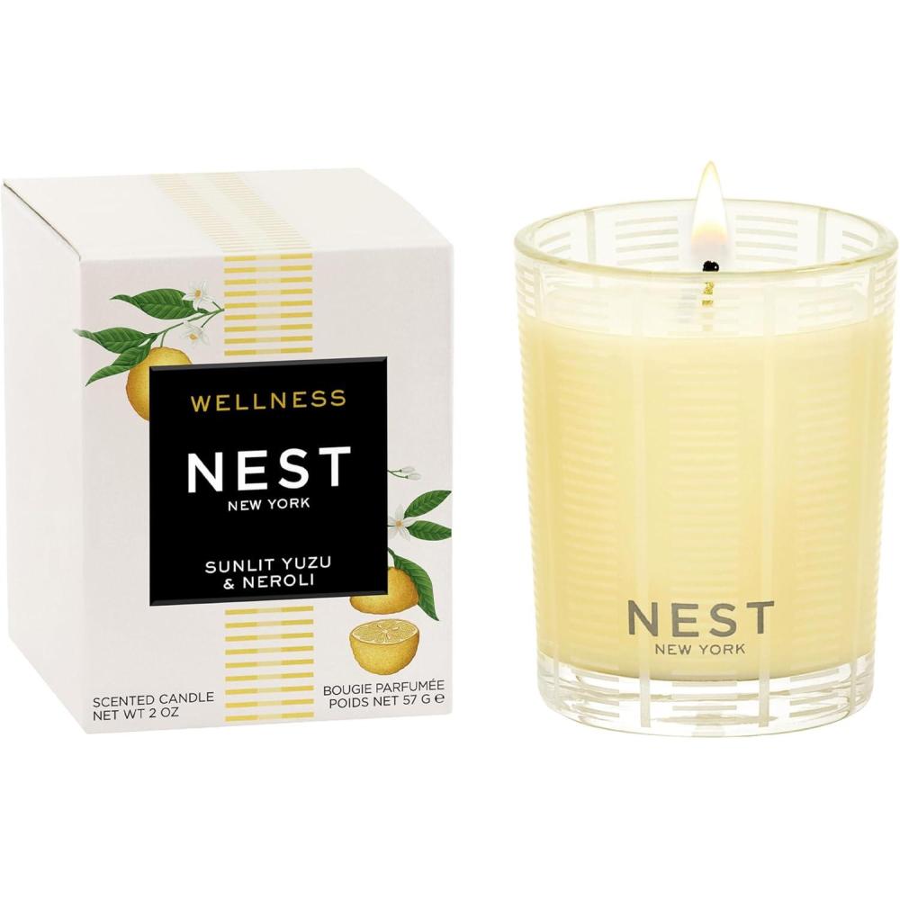 imageNEST New York Scented Votive Candle Wild Mint ampamp Eucalyptus  2 oz  Up to 28Hour Burn Time  Reusable Glass VesselSunlit Yuzu  Neroli