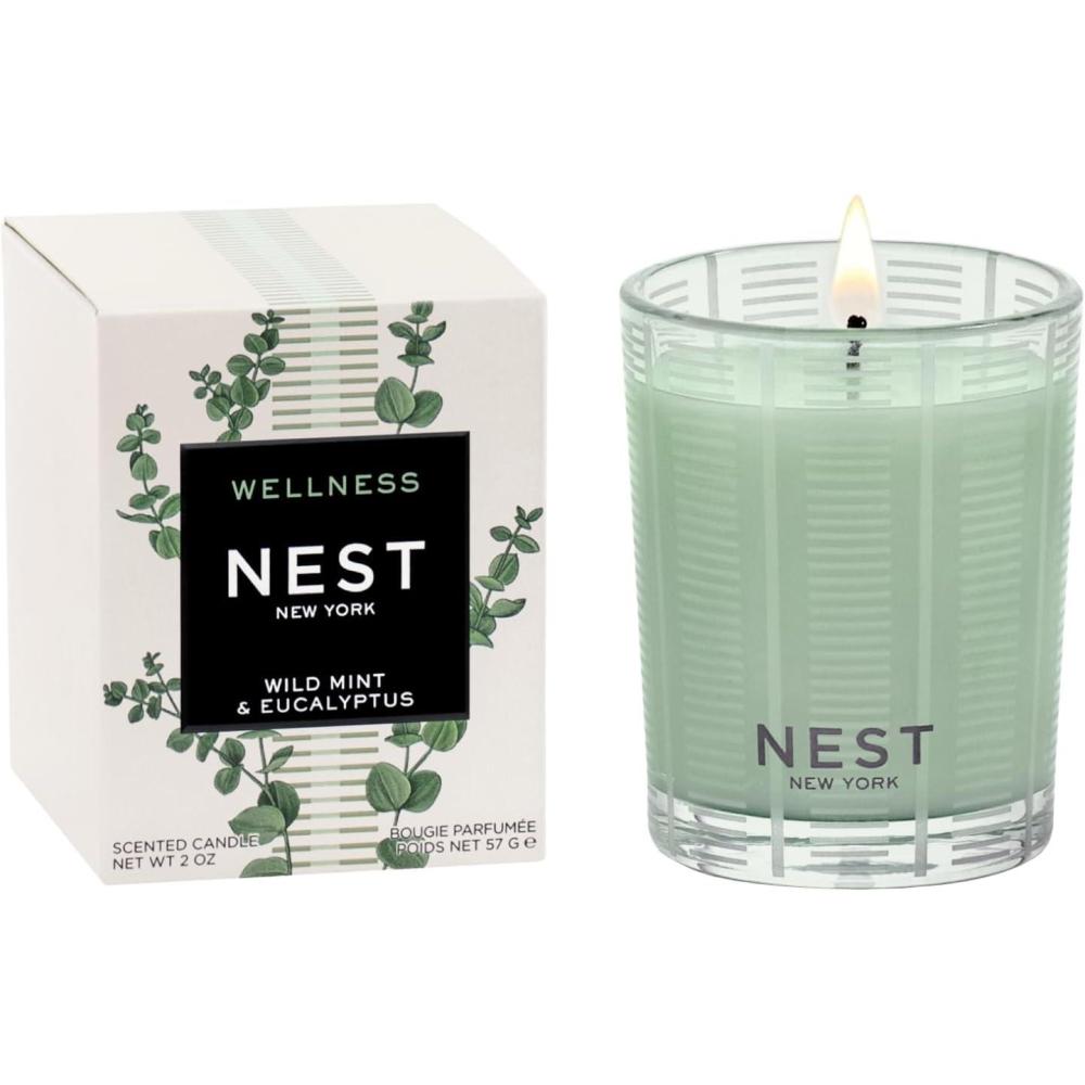 imageNEST New York Scented Votive Candle Wild Mint ampamp Eucalyptus  2 oz  Up to 28Hour Burn Time  Reusable Glass VesselWild Mint  Eucalyptus