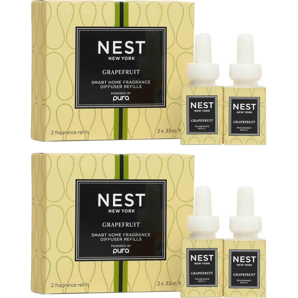 imageNEST New York Smart Home Fragrance Diffuser Refill Smart Vials Grapefruit  4 Diffuser Refill Smart Vials Set of 2  Designed for NEST x Pura 3 and NEST x Pura 4 Diffusers  Cruelty Free VeganGrapefruit
