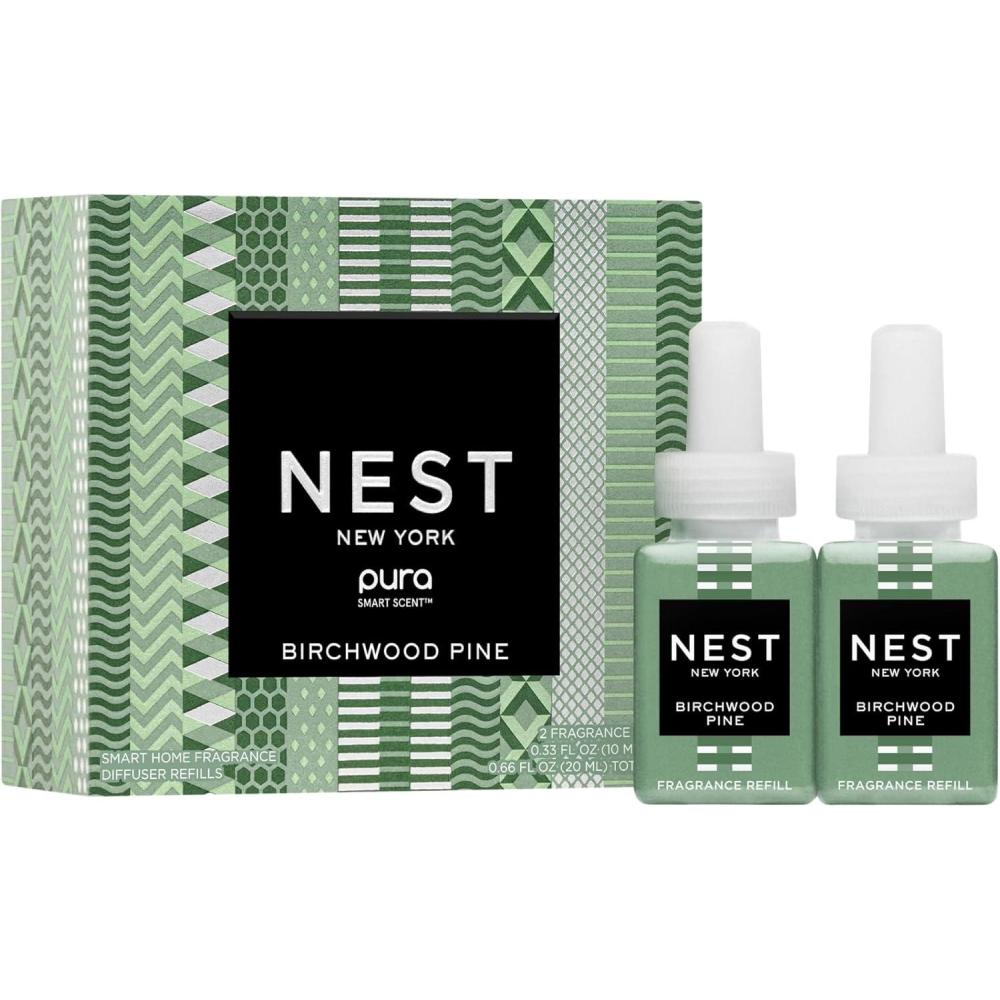 imageNEST New York Smart Home Fragrance Diffuser Refill Smart Vials Holiday  Set of 2  Designed for NEST x Pura 3 and NEST x Pura 4 Diffusers  Cruelty Free Vegan  Made in USABirchwood Pine