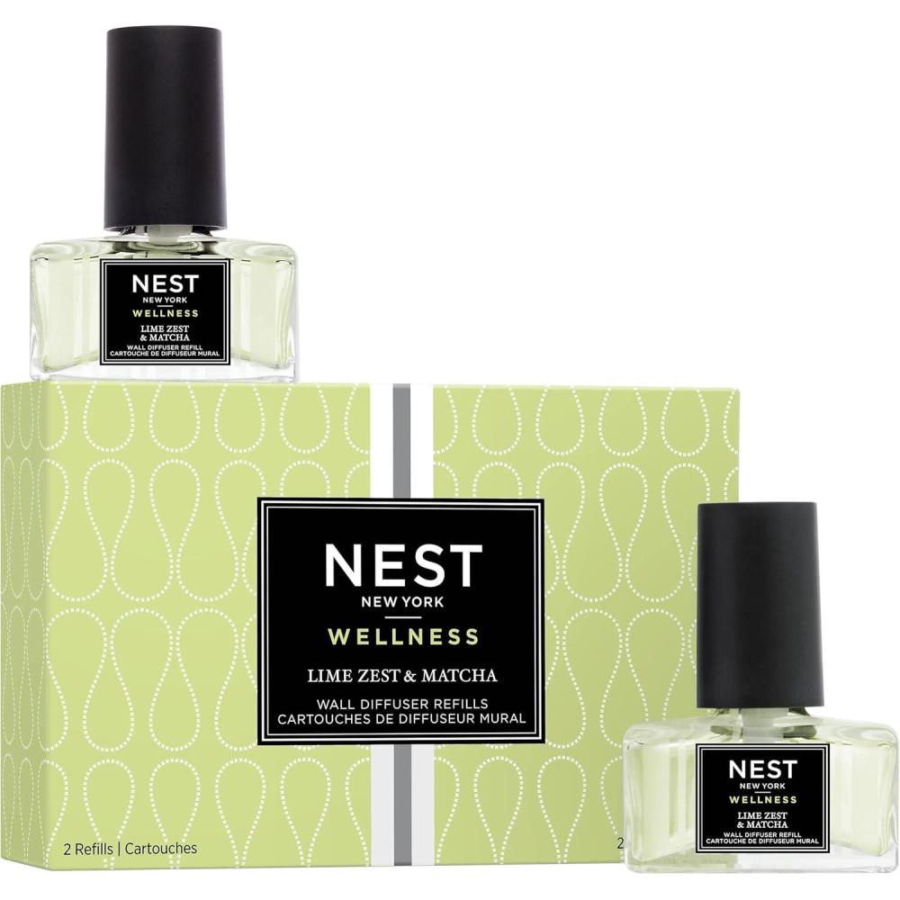 imageNEST New York Wall Diffuser Refill Vials Lime Zest ampamp Matcha  Set of 2  Up to 60 Days of Continuous Scent  Cruelty Free Vegan  Made in USALime Zest  Matcha