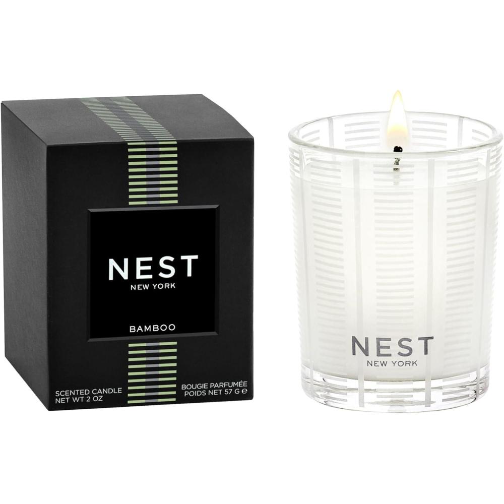 imageNest New York Scented Votive Candle Forest Rain  2 oz  Up to 28Hour Burn Time  Reusable Glass VesselBamboo