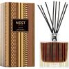 NEST New York Reed Diffuser, Moroccan Amber – 5.9 fl oz – Fragrance for Up to 90 Days – Reusable, Refillable Glass Holder – Includes 8 All-Natural Reed Sticks – Flame Free(Hearth)