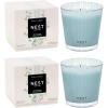 NEST New York Scented 3-Wick Candle, Cucumber & White Sage – 21.2 oz, Pack of 2 – Up to 100-Hour Burn Time – Reusable Glass Vessel(Driftwood & Chamomile)