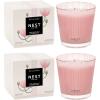 NEST New York Scented 3-Wick Candle, Cucumber & White Sage – 21.2 oz, Pack of 2 – Up to 100-Hour Burn Time – Reusable Glass Vessel(Himalayan Salt & Rosewater)