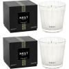 NEST New York Scented 3-Wick Candle Duo – Bamboo & Grapefruit, 21.2 oz, Pack of 2 – Up to 100-Hour Burn Time – Reusable Glass Vessel(Amalfi Lemon & Mint)