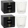 NEST New York Scented 3-Wick Candle Duo – Bamboo & Grapefruit, 21.2 oz, Pack of 2 – Up to 100-Hour Burn Time – Reusable Glass Vessel(Bamboo & Grapefruit)