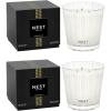 NEST New York Scented 3-Wick Candle Duo – Bamboo & Grapefruit, 21.2 oz, Pack of 2 – Up to 100-Hour Burn Time – Reusable Glass Vessel(Grapefruit)