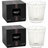 NEST New York Scented 3-Wick Candle Duo – Bamboo & Grapefruit, 21.2 oz, Pack of 2 – Up to 100-Hour Burn Time – Reusable Glass Vessel(Rose Noir & Oud)
