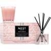 NEST New York Scented Petite Candle (4.5 oz) & Diffuser (1.3 fl oz) Set, Himalayan Salt & Rosewater – Reusable Glass Vessel – Vegan, Cruelty Free(Himalayan Salt & Rosewater)