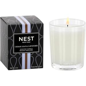 NEST New York Scented Votive Candle, Moroccan Amber – 2 oz – Up to 28-Hour Burn Time – Reusable Glass Vessel(Cedar Leaf & Lavender)
