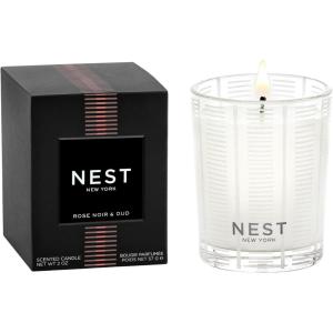 NEST New York Scented Votive Candle, Moroccan Amber – 2 oz – Up to 28-Hour Burn Time – Reusable Glass Vessel(Rose Noir & Oud)