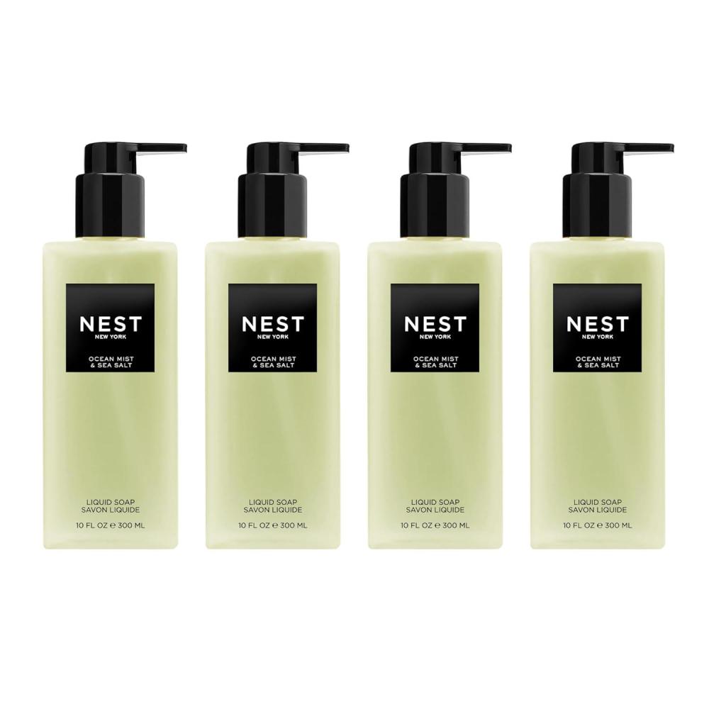 imageNEST New York Liquid Soap Set Bamboo Grapefruit Ocean Mist ampamp Sea Salt and Moroccan Amber  Includes Four 10 fl oz Bottles  Approx 300 Pumps Per Bottle  Gluten Free ampamp Cruelty FreeOcean Mist  Sea Salt