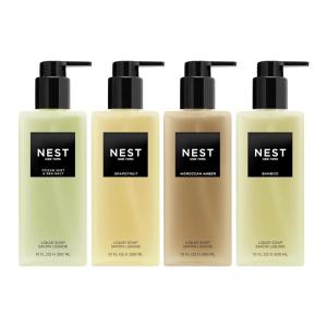 NEST New York Liquid Soap Set, Bamboo, Grapefruit, Ocean Mist & Sea Salt, and Moroccan Amber – Includes Four 10 fl oz Bottles – Approx. 300 Pumps Per Bottle – Gluten Free & Cruelty Free(Bamboo  Grapefruit  Ocean Mist  Amber)
