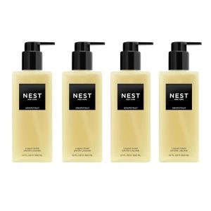 NEST New York Liquid Soap Set, Bamboo, Grapefruit, Ocean Mist & Sea Salt, and Moroccan Amber – Includes Four 10 fl oz Bottles – Approx. 300 Pumps Per Bottle – Gluten Free & Cruelty Free(Grapefruit)