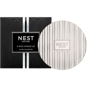 NEST New York Silver Classic Candle Lid – Preserves Candle’s Fragrance & Wax Surface – Designed Exclusively for NEST New York Candles(3-Wick)