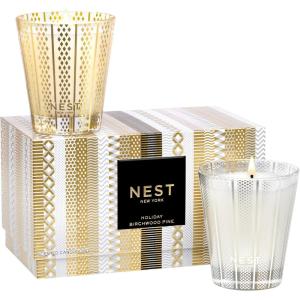 NEST New York Scented Classic Christmas Candle Set – Includes Holiday (8.1 oz) + Birchwood Pine (8.1 oz) – Up to 60-Hour Burn Time – Reusable Glass Vessel(Classic)