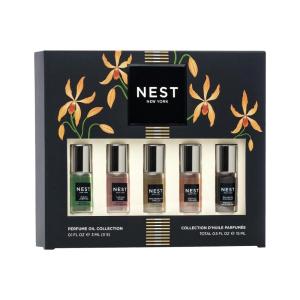 NEST New York Perfume Oil Discovery Set – Includes Balinese Coconut, Turkish Rose, Seville Orange, Indian Jasmine & Madagascar Vanilla Rollerballs – Vegan & Cruelty Free
